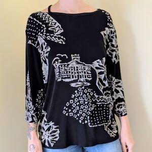 Coconut Bay Vintage Black Abstract Top
